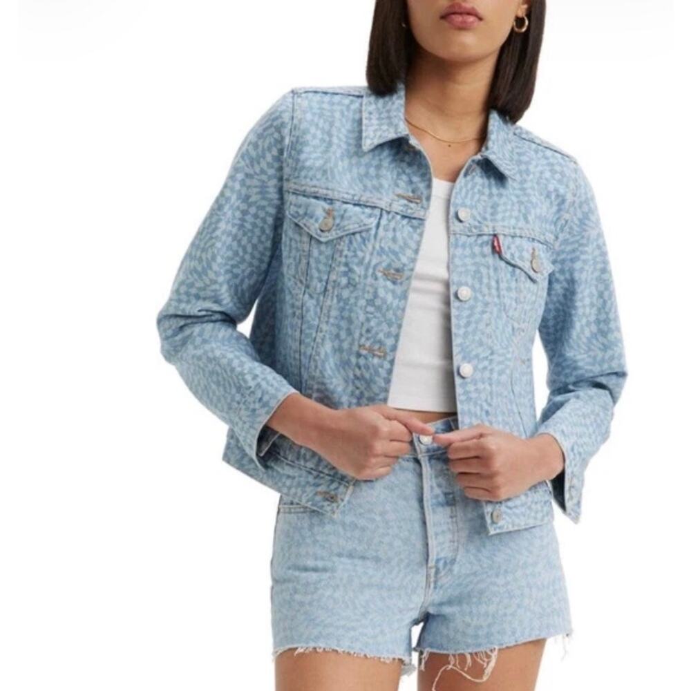 Levi's Original Denim Trucker Jacke Harper Geo Discharge Trucker Women's Size XS - Picture 1 of 6